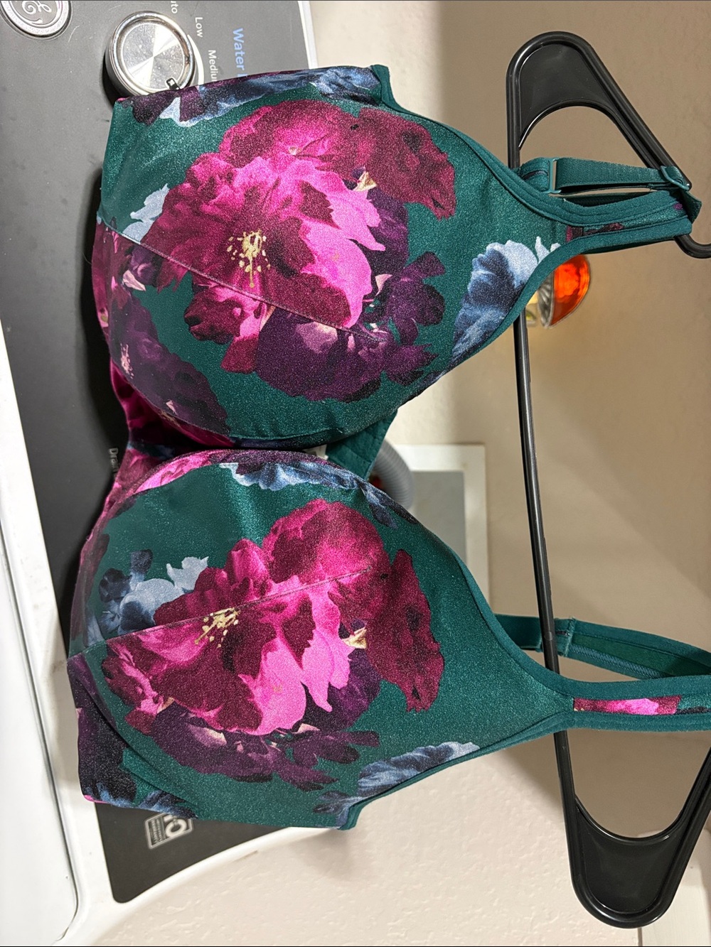 Cacique Floral Underwire Bra in Deep Green and Magenta Floral
